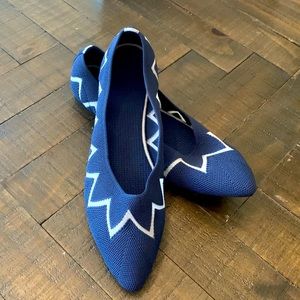 Navy Blue flats with white pattern